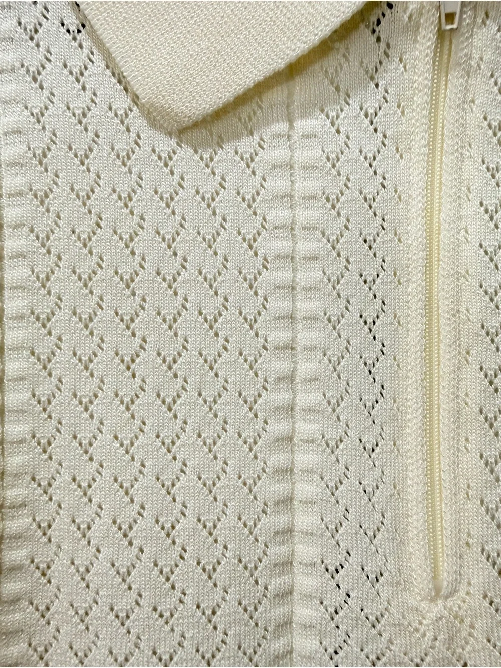 Louis Vuitton Cream Short Sleeve Zip-Front Knit Polo - Picture 5 of 7